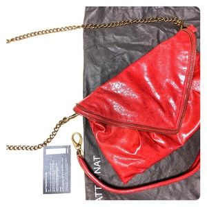 Matt & Nat red purse with chain and short strap
